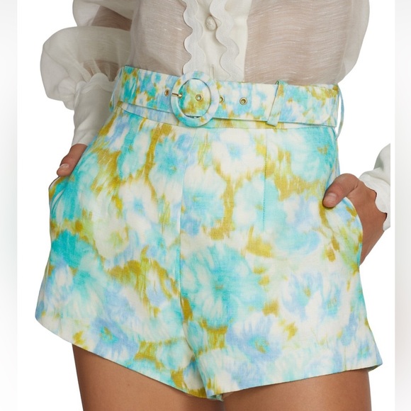 Zimmerman High tide belted ikat linen shorts green - Picture 6 of 7